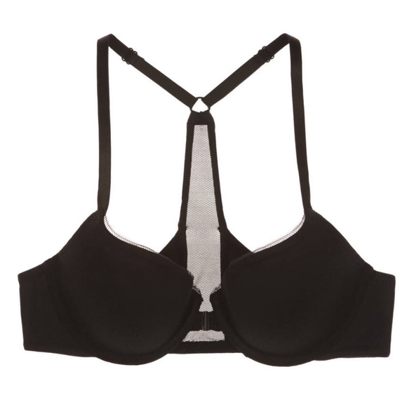 NWT True & Co. 36C Black Mesh Merced T-Back Underwire Bra - Picture 3 of 12